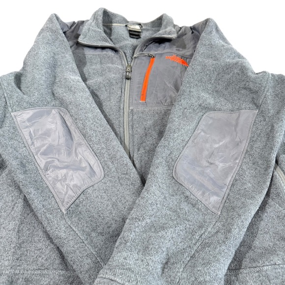 The North Face Fleece‎ Jacket Full Zip Logo Pocket Gray/Red Pre-Owned Mens XXL - Picture 12 of 13